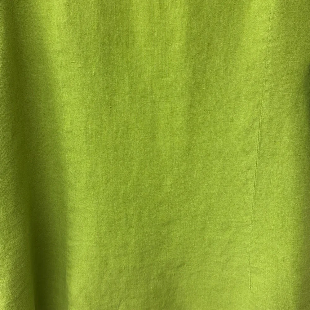 Vintage Talbots Linen Mandarin Collar Button Down Blouse Shirt | Green Leaf | L - Picture 6 of 10